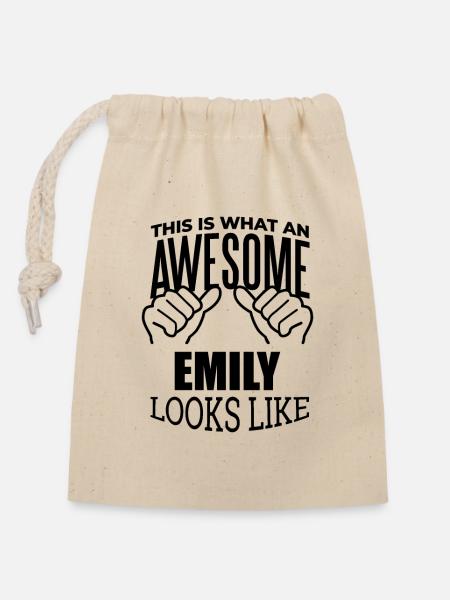 Emily Emily Emily - Verschließbarer Geschenkbeutel aus Baumwolle (14x20cm) - Natur