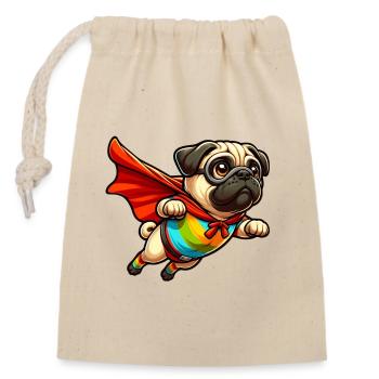 Superhero Pug - Closable cotton gift bag (14x20cm) - nature - Front