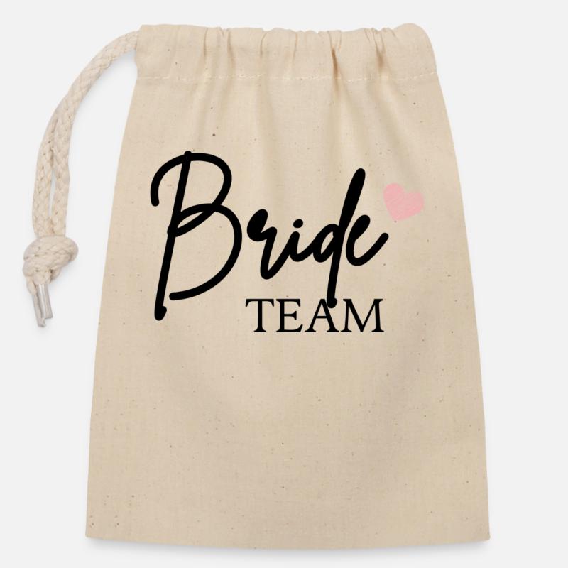 TeamBride - Verschließbarer Geschenkbeutel aus Baumwolle (14x20cm) - Natur