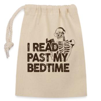 I read skeleton after bedtime - Closable cotton gift bag (14x20cm) - nature - Front