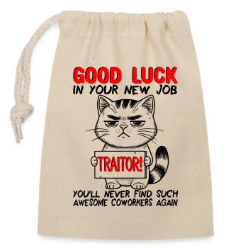 Changement d’emploi Nouveau travail Adieu Cadeau d’adieu - Sac cadeau en coton avec cordon (14 x 20 cm) - nature - Devant