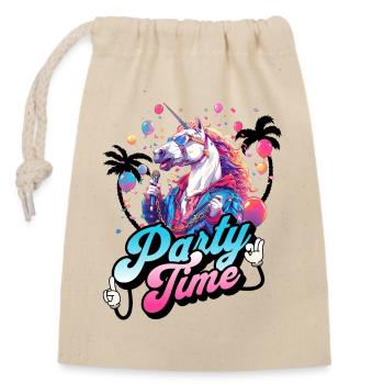 Cool Party Time Unicorn Fun Celebration Design - Closable cotton gift bag (14x20cm) - nature - Front