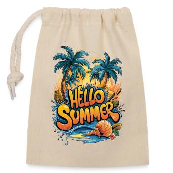 Summer Tropical Vibe Print - Closable cotton gift bag (14x20cm) - nature - Front