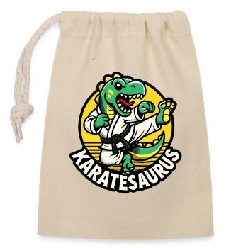 Karate Karatekämpfer Kampfsport Karatesaurus - Verschließbarer Geschenkbeutel aus Baumwolle (14x20cm) - Natur - Vorne