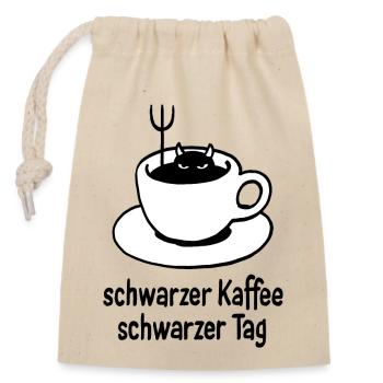 Café noir – Journée noire - Sac cadeau en coton avec cordon (14 x 20 cm) - nature - Devant