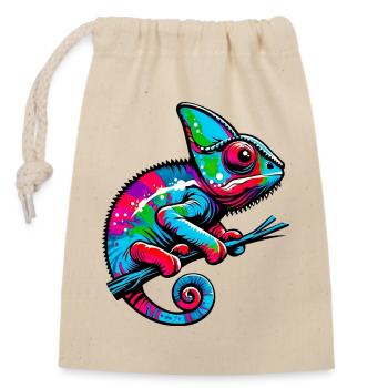 Chameleon - Closable cotton gift bag (14x20cm) - nature - Front