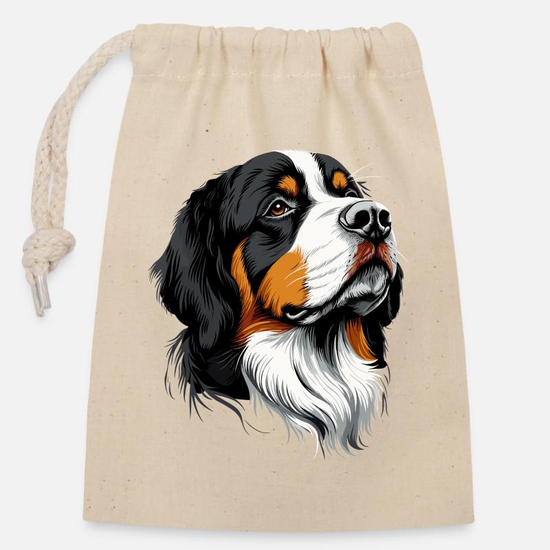 Berner Sennenhund Süße Hunde Schweizer Sennenhunde - Verschließbarer Geschenkbeutel aus Baumwolle (14x20cm) - Natur