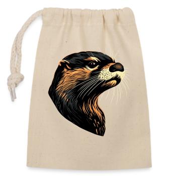 Otter Seeotter Fischotter Marder Liebe Süßer Otter - Verschließbarer Geschenkbeutel aus Baumwolle (14x20cm) - Natur - Vorne