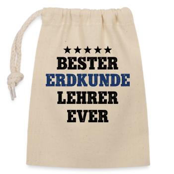 Bester Erdkunde Lehrer Geographie Erdkundelehrer - Verschließbarer Geschenkbeutel aus Baumwolle (14x20cm) - Natur - Vorne