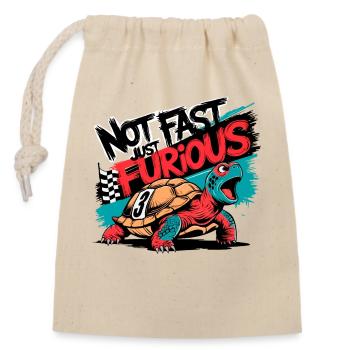 Not Fast but Furious Funny Race Angry Turtle - Closable cotton gift bag (14x20cm) - nature - Front