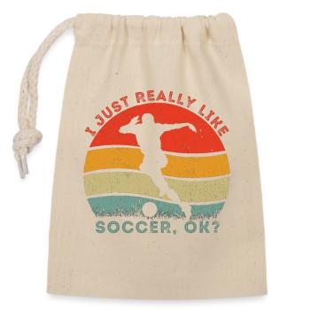 Soccer Enthusiast Retro Design - Closable cotton gift bag (14x20cm) - nature - Front