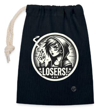 Edgy Alternative Goth Punk Girl: Losers - Closable cotton gift bag (14x20cm) - navy - Front