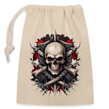 Tête de mort gothique, skull, metal, biker - Sac cadeau en coton avec cordon (14 x 20 cm) - nature - Devant
