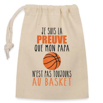 Beweis, dass mein Papa Basketball | Basketballspieler | Basketball - Verschließbarer Geschenkbeutel aus Baumwolle (14x20cm) - Natur - Vorne