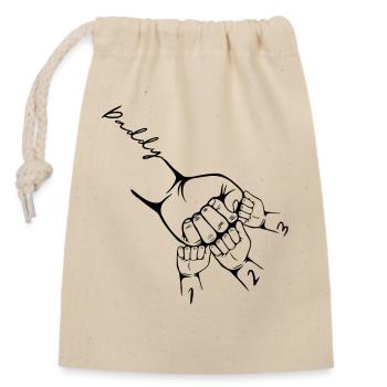 new born Daddy and Child New Dad - Closable cotton gift bag (14x20cm) - nature - Front