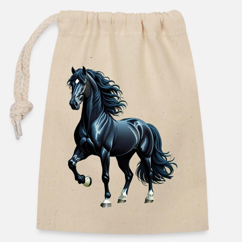 black beauty - Closable cotton gift bag (14x20cm) - nature