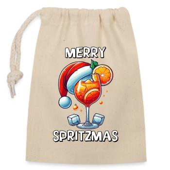 Merry Spritzmas Funny Holiday Cocktail Christmas - Closable cotton gift bag (14x20cm) - nature - Front