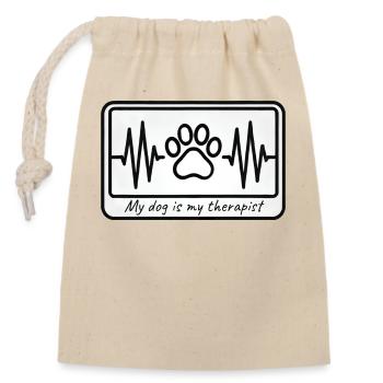 My dog is my therapist - Hearbeat&Pawprint Design - Closable cotton gift bag (14x20cm) - nature - Front