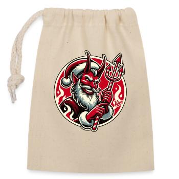 the candy cane villain devil Santa - Closable cotton gift bag (14x20cm) - nature - Front