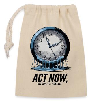 Melting Clock Act Now Climate Awareness Art - Closable cotton gift bag (14x20cm) - nature - Front