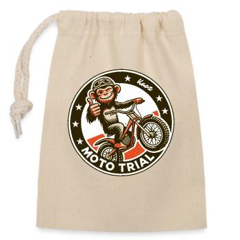 Motocross Monkey Moto Trial - Closable cotton gift bag (14x20cm) - nature - Front