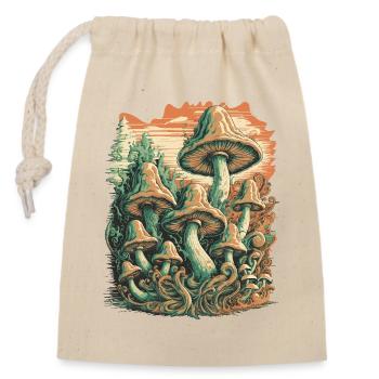 Mystical Forest Mushroom Psychedelic Art - Closable cotton gift bag (14x20cm) - nature - Front