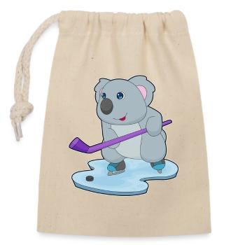 Koala Eishockey Eishockeyschläger - Verschließbarer Geschenkbeutel aus Baumwolle (14x20cm) - Natur - Vorne