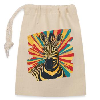 Zèbre - Sac cadeau en coton avec cordon (14 x 20 cm) - nature - Devant