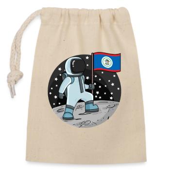 Astronaut Fahne Belize - Verschließbarer Geschenkbeutel aus Baumwolle (14x20cm) - Natur - Vorne