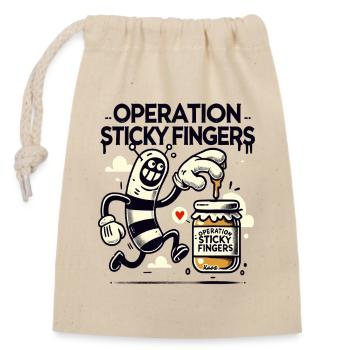 Operation klebrige Finger, lustiger Honig-Dieb - Verschließbarer Geschenkbeutel aus Baumwolle (14x20cm) - Natur - Vorne