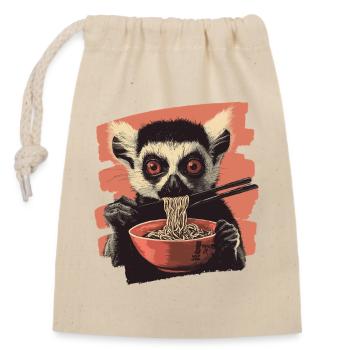 Ramen lémuriens - Sac cadeau en coton avec cordon (14 x 20 cm) - nature - Devant