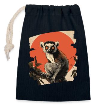 Lemur - Closable cotton gift bag (14x20cm) - navy - Front