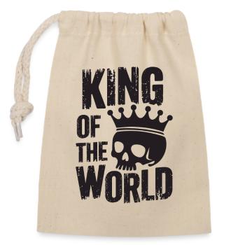 Totenkopf mit Krone King of the World - Verschließbarer Geschenkbeutel aus Baumwolle (14x20cm) - Natur - Vorne