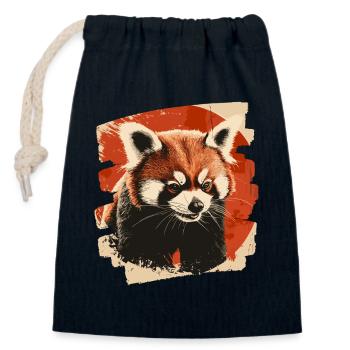 Petit panda - Sac cadeau en coton avec cordon (14 x 20 cm) - bleu marine - Devant