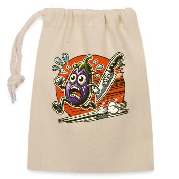 Aubergine à la volée du couteau du chef - Sac cadeau en coton avec cordon (14 x 20 cm) - nature - Devant
