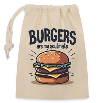 Burgers are my Soulmate Hamburger Fast Food - Verschließbarer Geschenkbeutel aus Baumwolle (14x20cm) - Natur - Vorne