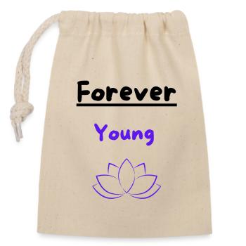 Forever young - Verschließbarer Geschenkbeutel aus Baumwolle (14x20cm) - Natur - Vorne