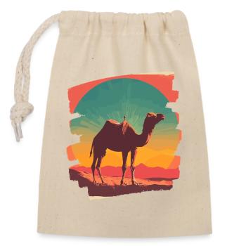 Camel - Closable cotton gift bag (14x20cm) - nature - Front
