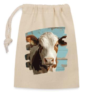 Éleveur de vaches - Sac cadeau en coton avec cordon (14 x 20 cm) - nature - Devant