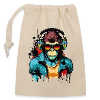 Affe Kopfhörer Sonnenbrille Gamer Zocken Musik - Verschließbarer Geschenkbeutel aus Baumwolle (14x20cm) - Natur - Vorne