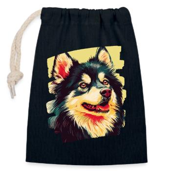 Finnish Lapphund - Closable cotton gift bag (14x20cm) - navy - Front