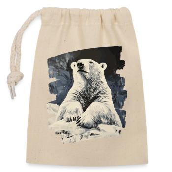 Polar bear - Closable cotton gift bag (14x20cm) - nature - Front