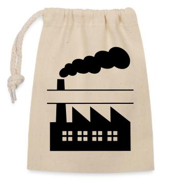 Factory with smoke name banner - Closable cotton gift bag (14x20cm) - nature - Front