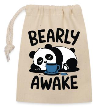 Schläfriger Panda Früh Wach Kaffee Humor - Verschließbarer Geschenkbeutel aus Baumwolle (14x20cm) - Natur - Vorne