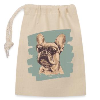 Frenchie Französische Bulldogge - Verschließbarer Geschenkbeutel aus Baumwolle (14x20cm) - Natur - Vorne