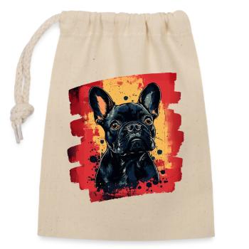 Frenchie Französische Bulldogge - Verschließbarer Geschenkbeutel aus Baumwolle (14x20cm) - Natur - Vorne