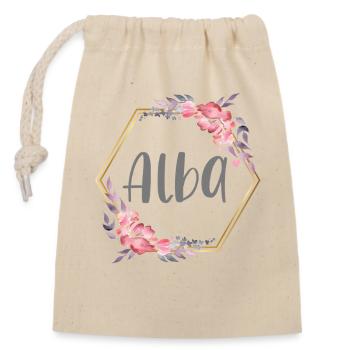 Alba Girl Name Personalized Gift - Closable cotton gift bag (14x20cm) - nature - Front