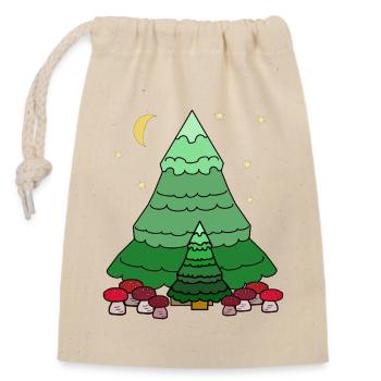 Nacht Sternenhimmel Wald Nadelbaum Tannen - Verschließbarer Geschenkbeutel aus Baumwolle (14x20cm) - Natur - Vorne