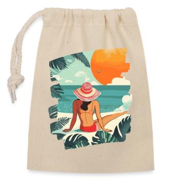 Sommer Retro - Verschließbarer Geschenkbeutel aus Baumwolle (14x20cm) - Natur - Vorne