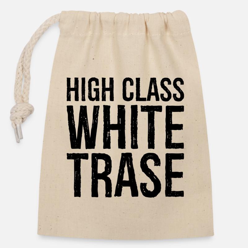 High class white trase - Closable cotton gift bag (14x20cm) - nature